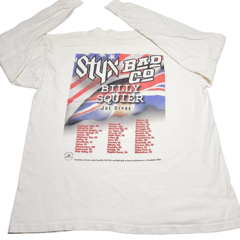 Styx Bad Company Billy Squier Rock Band Tour Long Sleeve T-Shirt Size Large Y2k